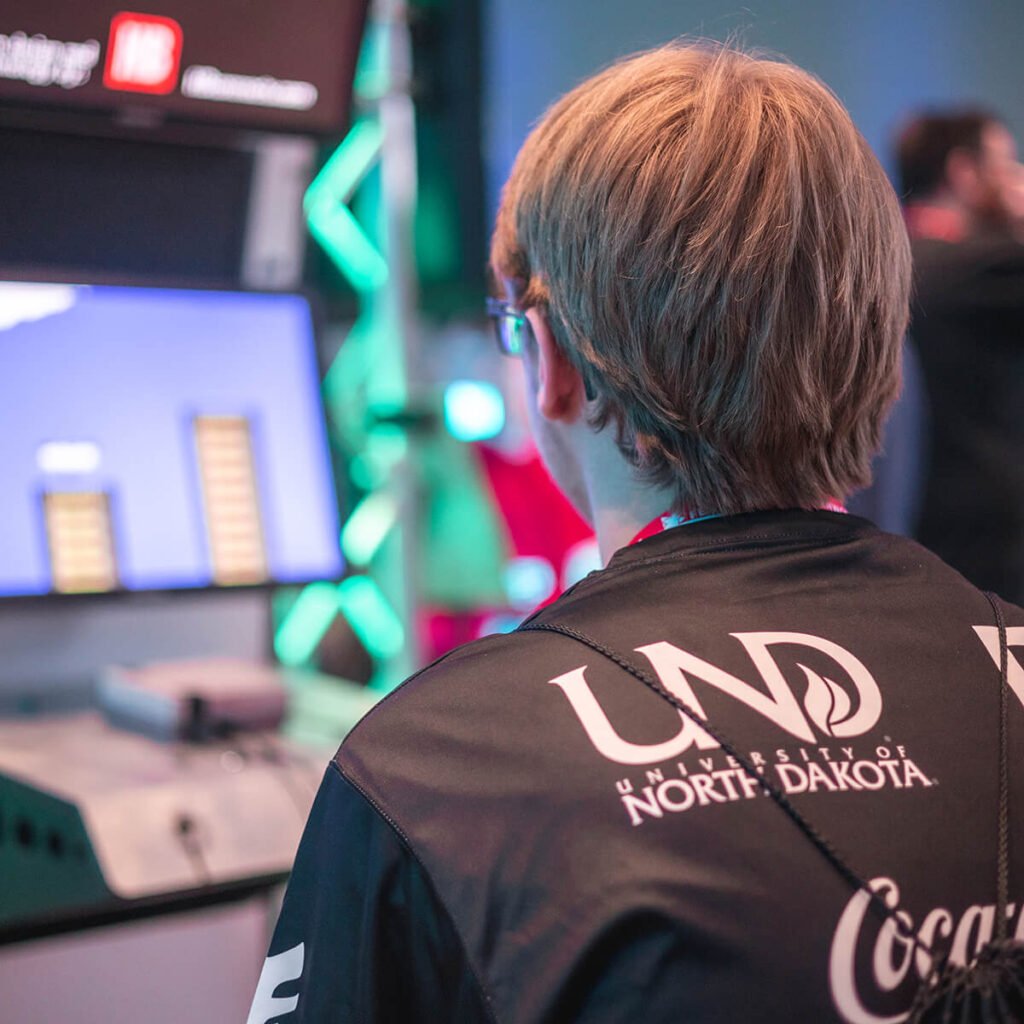 Young man playing a video game